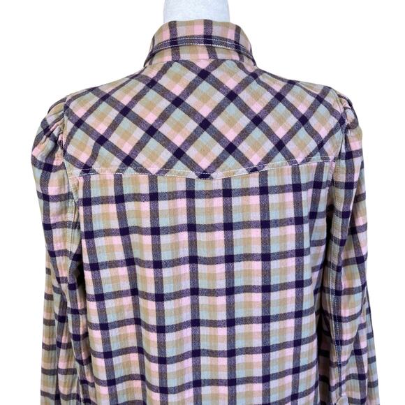 Sundance Sz M Lenora Plaid Flannel Pearl-snap Button-down Shirt Cotton Western - Picture 9 of 16